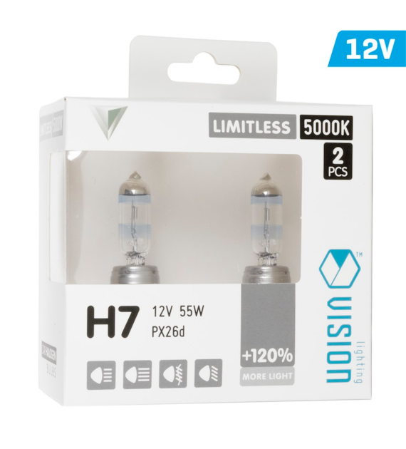 Ampoules VISION limitless white H7 12V 55W PX26d U E4 + 120%, 2 pcs