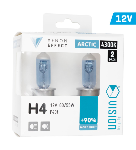Ampoules VISION blanc arctique H4 12V 60 / 55W P43t U E4 + 90%, 2 pcs