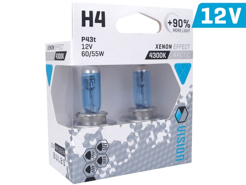 Ampoules VISION blanc arctique H4 12V 60 / 55W P43t U E4 + 90%, 2 pcs