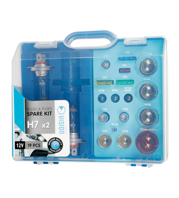 Coffret de secours ampoule VISION 2x H7 12V + 17 éléments