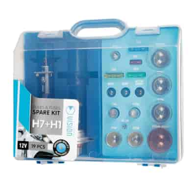Coffret de secours ampoule VISION H7 + H1 12V + 17 éléments