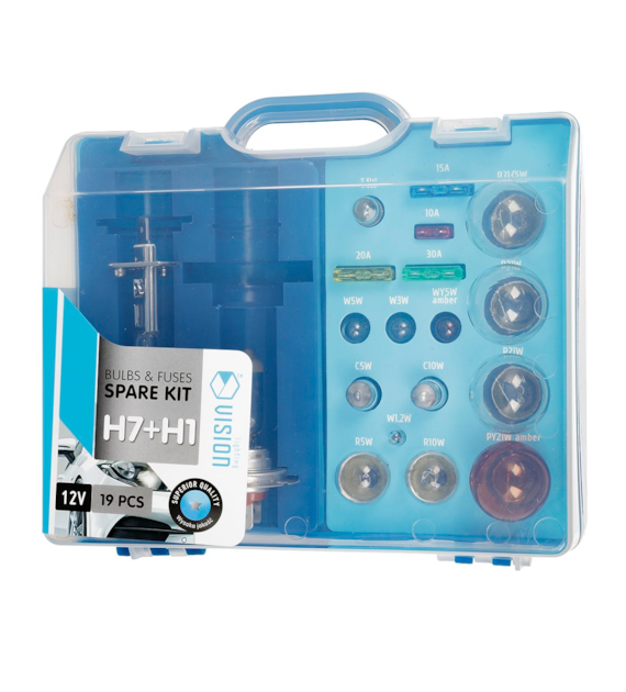Coffret de secours ampoule VISION H7 + H1 12V + 17 éléments