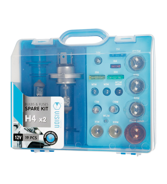 Coffret de secours ampoule VISION 2x H4 12V + 17 éléments