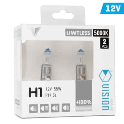 Bulbs VISION limitless white H1 12V 55W P14,5s U E4 + 120%, 2 pcs