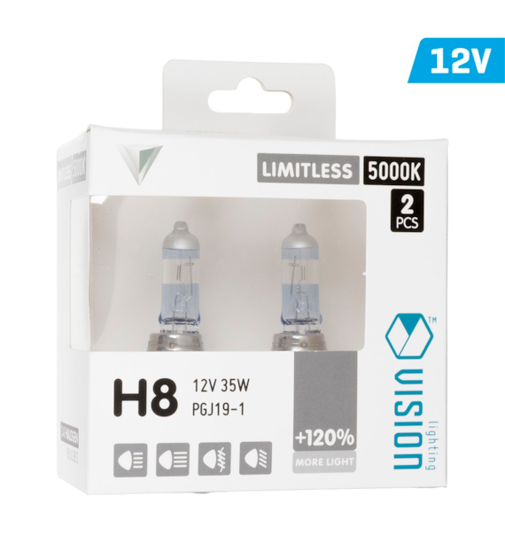 Glühlampen VISION Limitless white H8 12V 35W PGJ19-1 U E4 +120%, 2 Stk