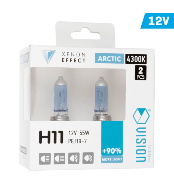 Glühlampen VISION arctic white H11 12V 55W PGJ19-2 U E4 +90%, 2 Stk