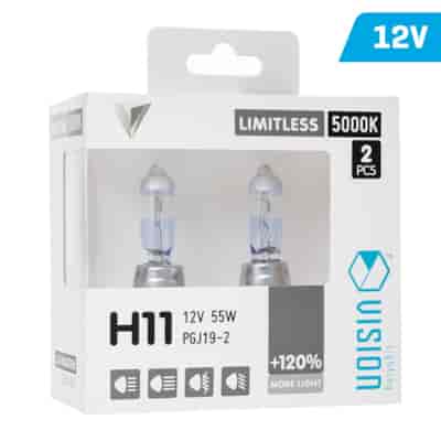 Bulbs VISION limitless white H11 12V 55W PGJ19-2 U E4 + 120%, 2 pcs
