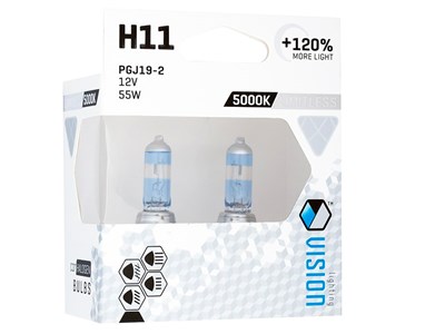 Żarówki VISION limitless white H11 12V 55W PGJ19-2 U E4 +120%, 2 szt.