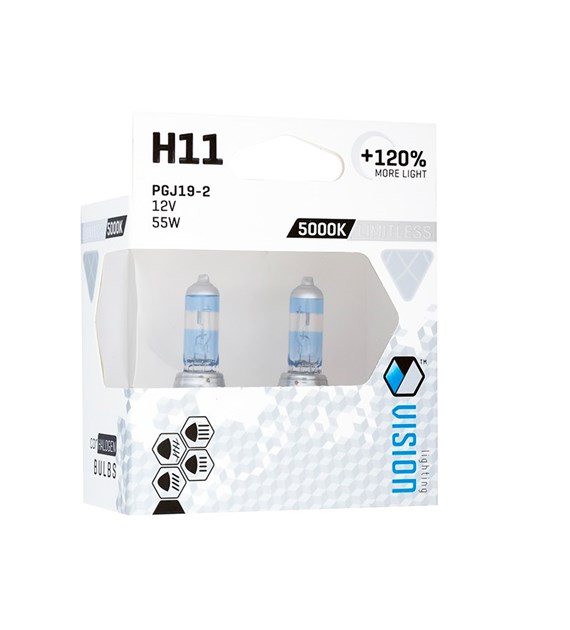 Żarówki VISION limitless white H11 12V 55W PGJ19-2 U E4 +120%, 2 szt.