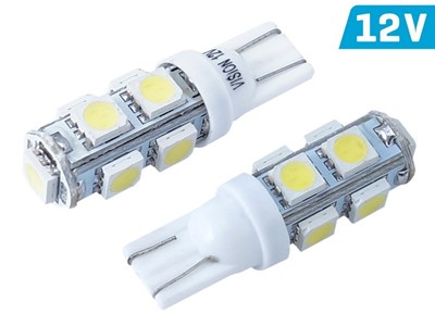 Bulb VISION W5W (T10) 12V 9x 5050 SMD LED, white, 2 pcs 