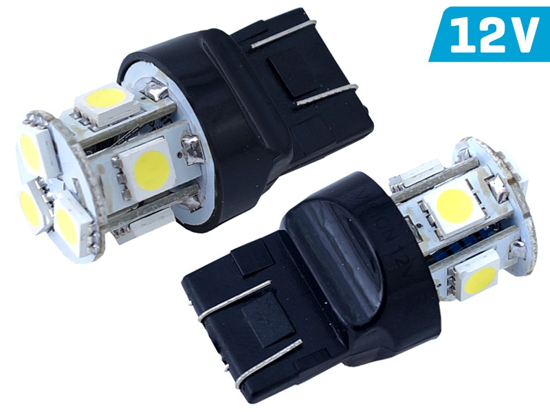 Ampoule VISION W21 / 5W (T20q) 12V 8x 5050 SMD LED, blanche, 2 pcs