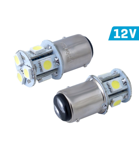 Glühlampe VISION P21/5W BAY15d 12V 8x 5050 SMD LED, weiß, 2St.