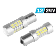 Ampoule VISION P21W BA15s 12/24V 27x 5730 SMD LED, avec lentille, CANBUS, blanche, 2 pcs