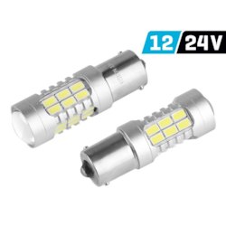 Żarówka VISION P21W BA15s 12/24V 27x 5730 SMD LED, z soczewką, CANBUS, biała, 2 szt