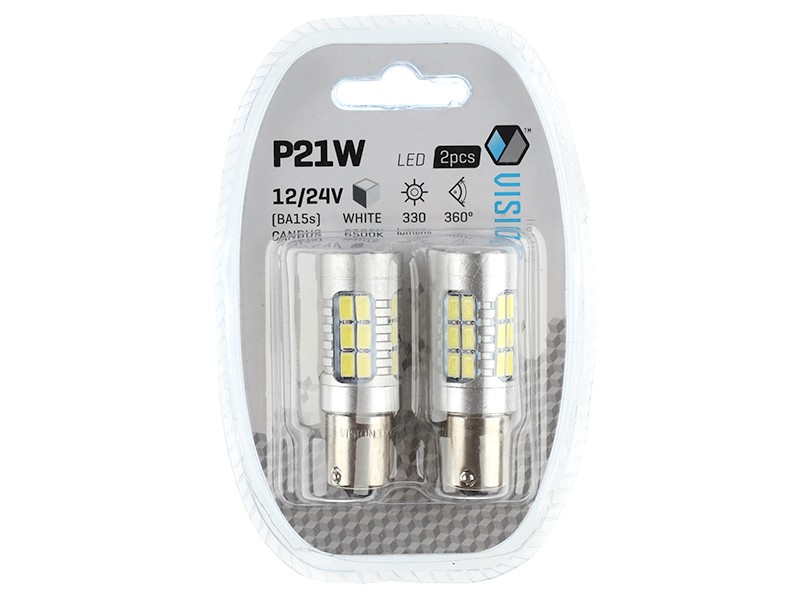 Bulb VISION P21W BA15s 12/24V 30x 4014 SMD LED, CANBUS, white, 2