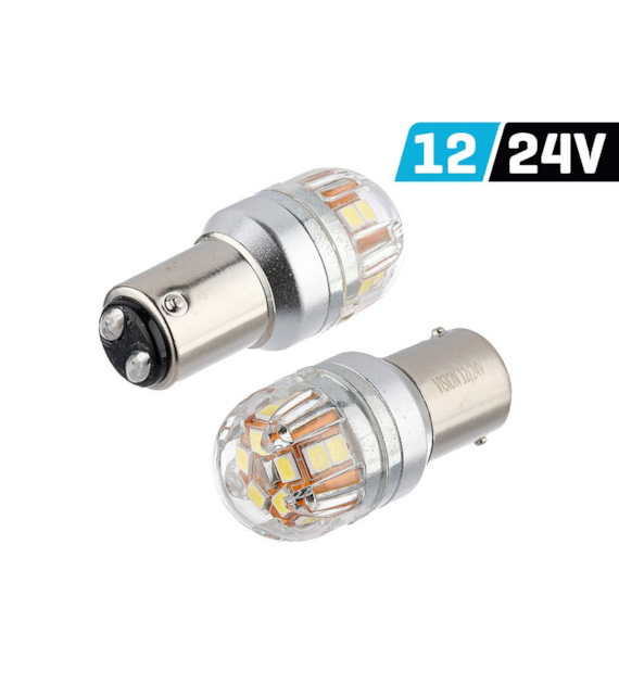 Glühlampe VISION P21/5W BAY15d 12/24V 15x 2835 SMD OSRAM Chip, CANBUS, weiß, 2St.