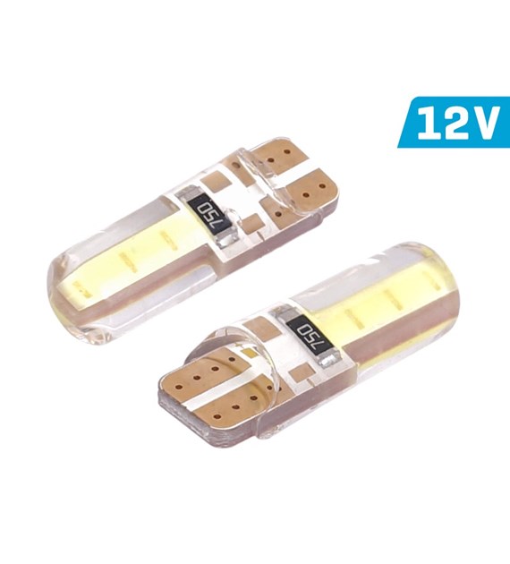 Bulb VISION W5W (T10) 12V 2x COB LED, white, silicone housing, 2 pcs 
