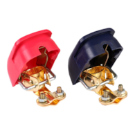 Self-locking battery clamps with covers, brass, max. 800A