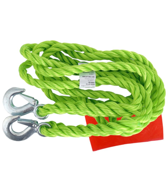 Sangle de remorquage PTAC jusqu'à 2000 kg, tressée avec crochets, 4 m, Heavy Duty