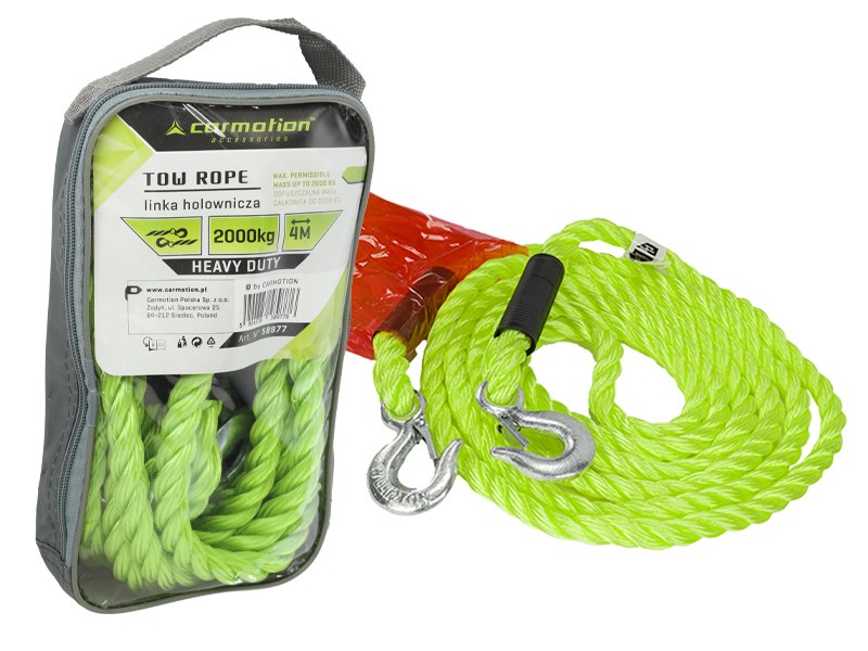 Tow rope PGW up to 2000 kg, braided with hooks, 4 m, Heavy Duty