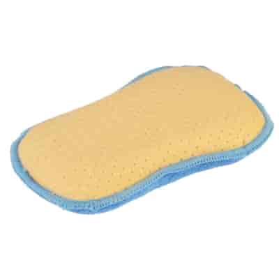 Éponge en microfibre double face + peau chamoisée synthétique, 17x11x2 cm