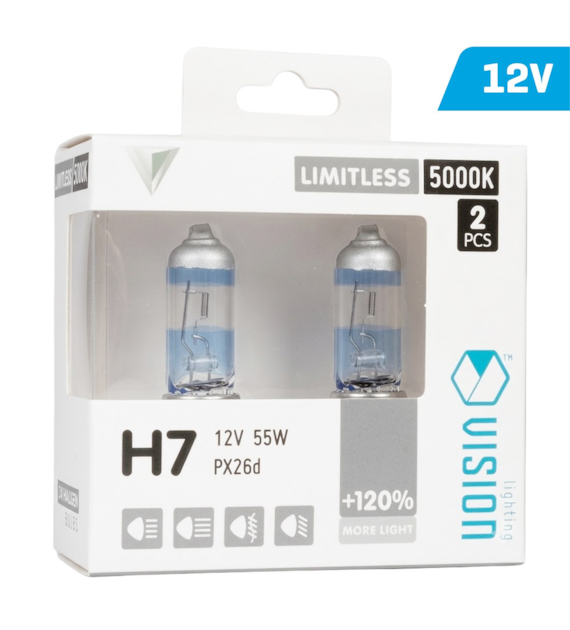 Ampoules VISION limitless white H7 12V 55W PX26d U E4 + 120%, 2 pcs