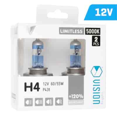 Bulbs VISION limitless white H4 12V 60 / 55W P43t U E4 + 120%, 2 pcs