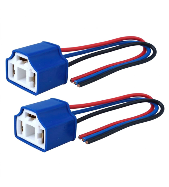 Lampenfassung H4 gerade, Keramik, 15 cm Kabel, 2 Stk