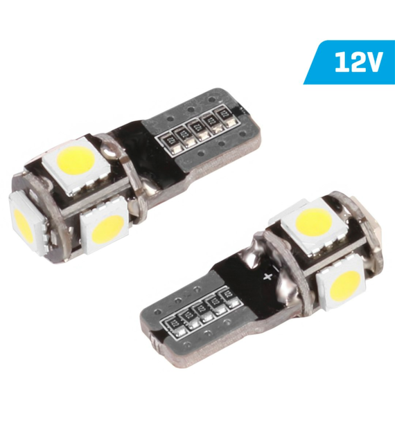 Bulb VISION W5W (T10) 12V 5x 5050 SMD LED, CANBUS, white, 2 pcs