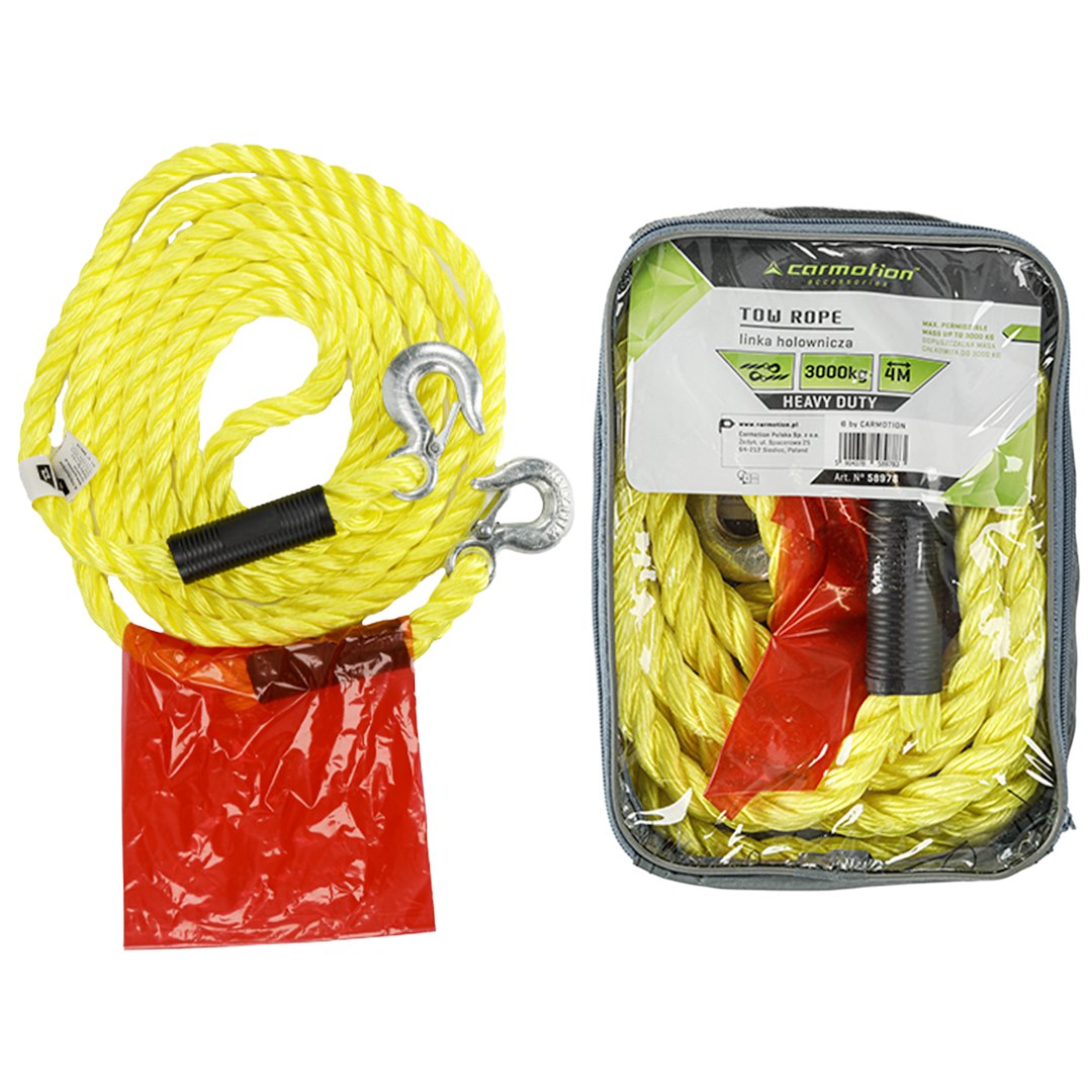 Tow rope PGW up to 3000 kg, braided, with hooks, 4 m, Heavy Duty