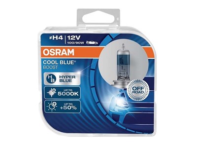 Żarówki OSRAM H4 12V 100/90 P43t Cool Blue Boost 5000K HyperBlue +50%, 2 szt.
