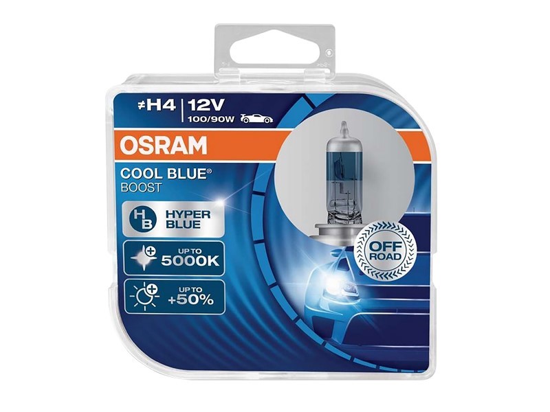 Bulbs OSRAM H4 12V 100/90 P43t Cool Blue Boost 5000K HyperBlue + 50%, 2 pcs