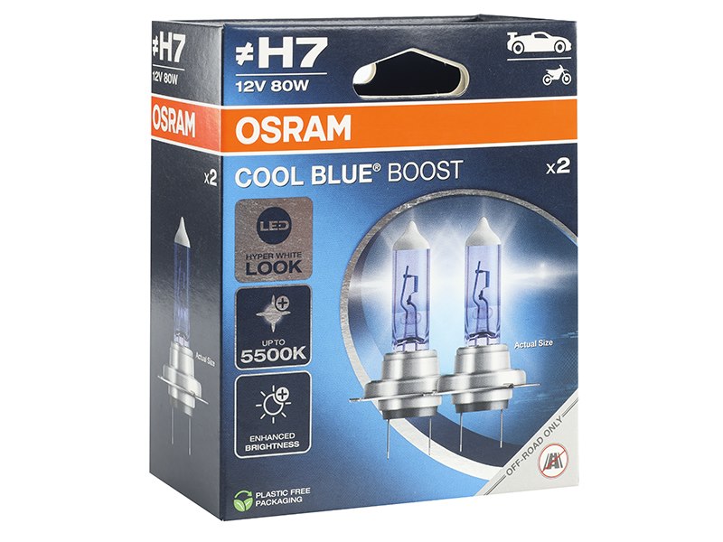 Bulbs OSRAM H7 12V 80W PX26d Cool Blue Boost 5000K HyperBlue + 50% , 2 pcs