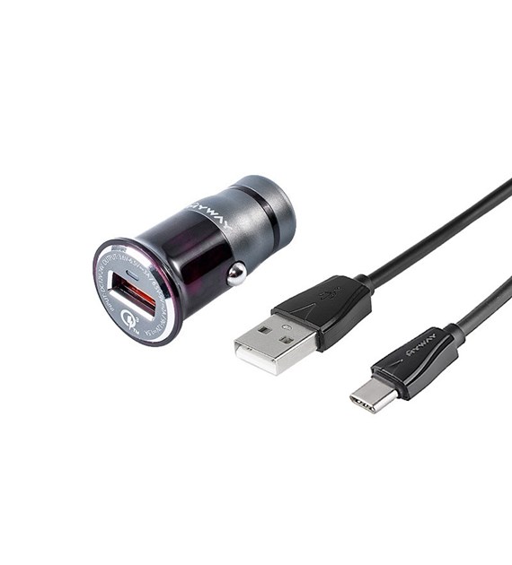 Charger  12/24V QC3.0 1x USB + USB cable> USB-C