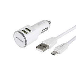 WAYME Chargeur 12/24V 2x USB 3.4A + câble avec prise micro USB