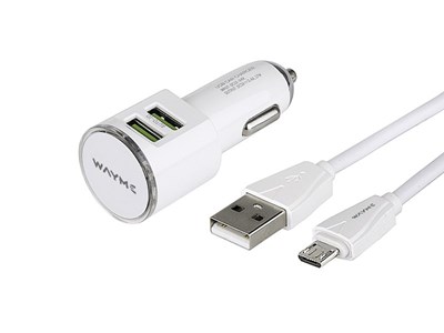 Chargeur  12/24V 2x USB 3.4A + câble avec prise micro USB