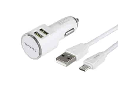 WAYME Chargeur 12/24V 2x USB 3.4A + câble avec prise micro USB