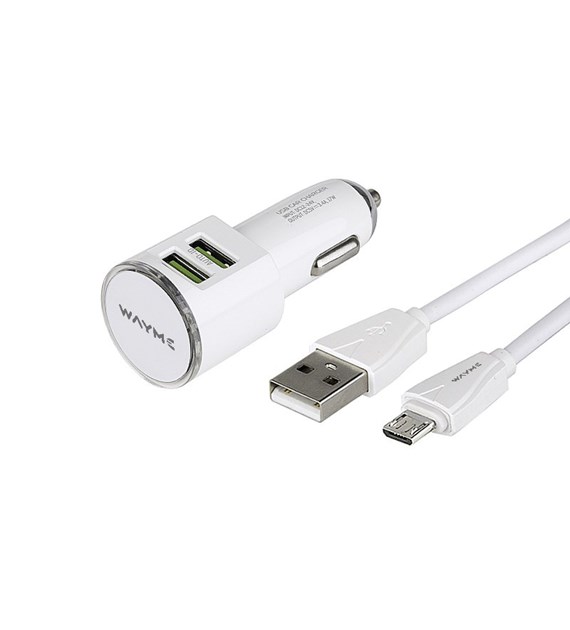 Chargeur  12/24V 2x USB 3.4A + câble avec prise micro USB