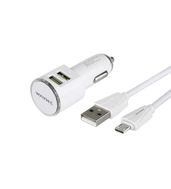 WAYME Chargeur 12/24V 2x USB 3.4A + câble avec prise micro USB