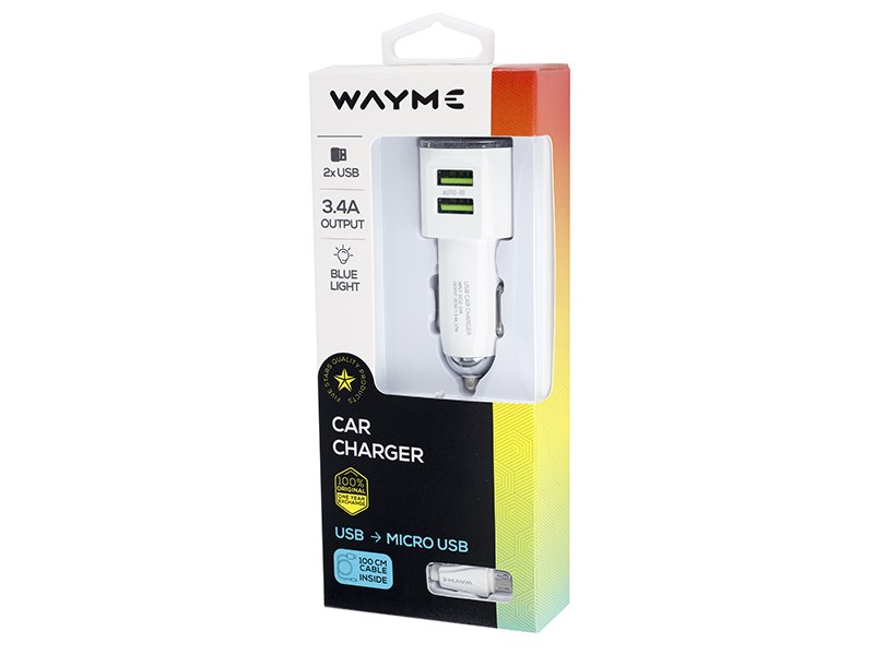WAYME Charger 12/24V  2x USB 3.4A + cable with micro USB plug