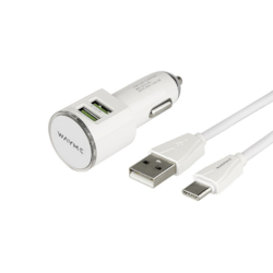 WAYME Ładowarka 12/24V 2x USB 3.4A + kabel z wtyczką USB-C