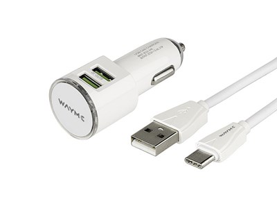 Chargeur  12/24V 2x USB 3.4A + câble avec prise USB-C