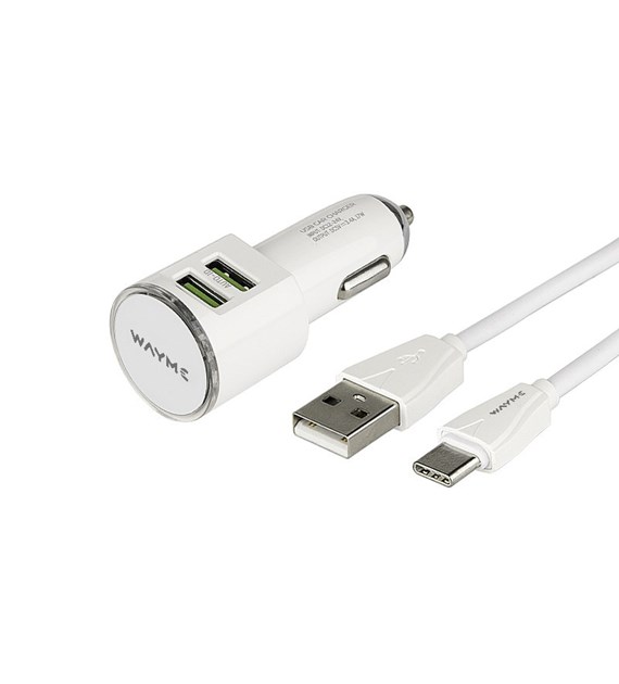 Chargeur  12/24V 2x USB 3.4A + câble avec prise USB-C