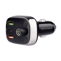 WAYME FM Transmitter12/24 V mit USB-C PD, QC4.0+, Auto-ID, Voltmeter & Freisprecheinrichtung