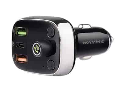 WAYME Transmetteur FM  12/24V avec USB-C PD, QC4.0+, Auto-ID, voltmètre & et mains-libres