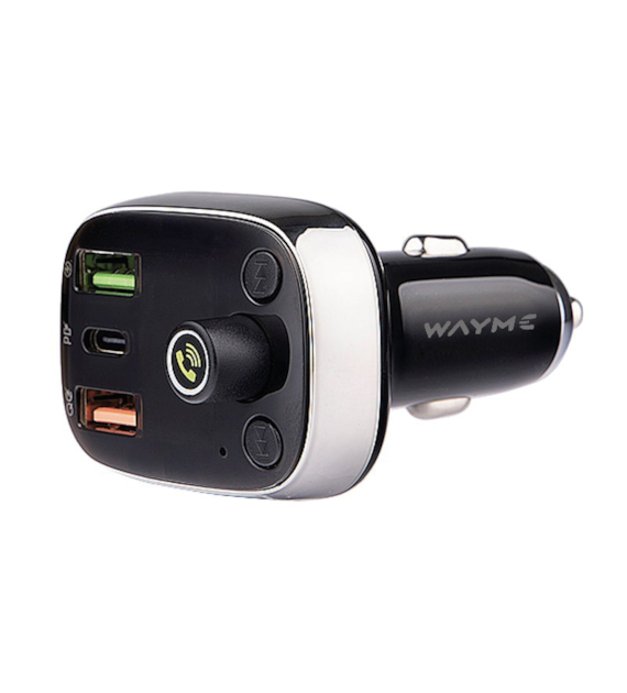 WAYME Transmetteur FM  12/24V avec USB-C PD, QC4.0+, Auto-ID, voltmètre & et mains-libres