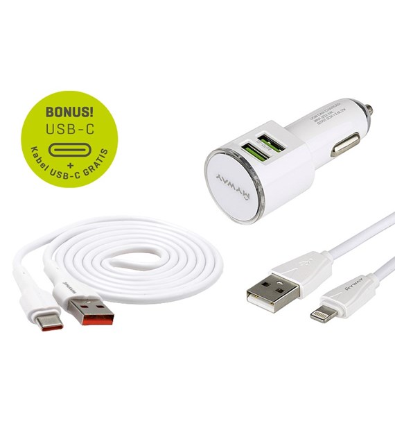 Charger  12/24V 2x USB 3.4A + USB cable> Lightning