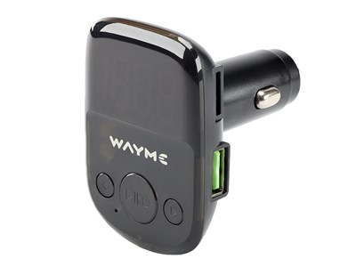 WAYME Transmetteur FM 12/24V + USB QC3.0 + Auto-ID, voltmètre & Mains Libres