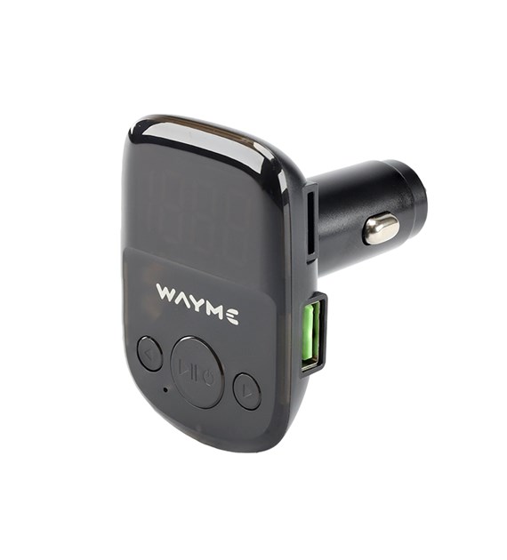 WAYME Transmetteur FM 12/24V + USB QC3.0 + Auto-ID, voltmètre & Mains Libres