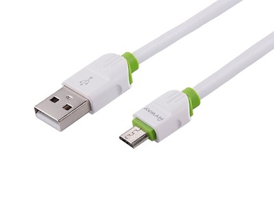 Charging & synchronisation cable  , silicone round, 100 cm, USB> micro USB